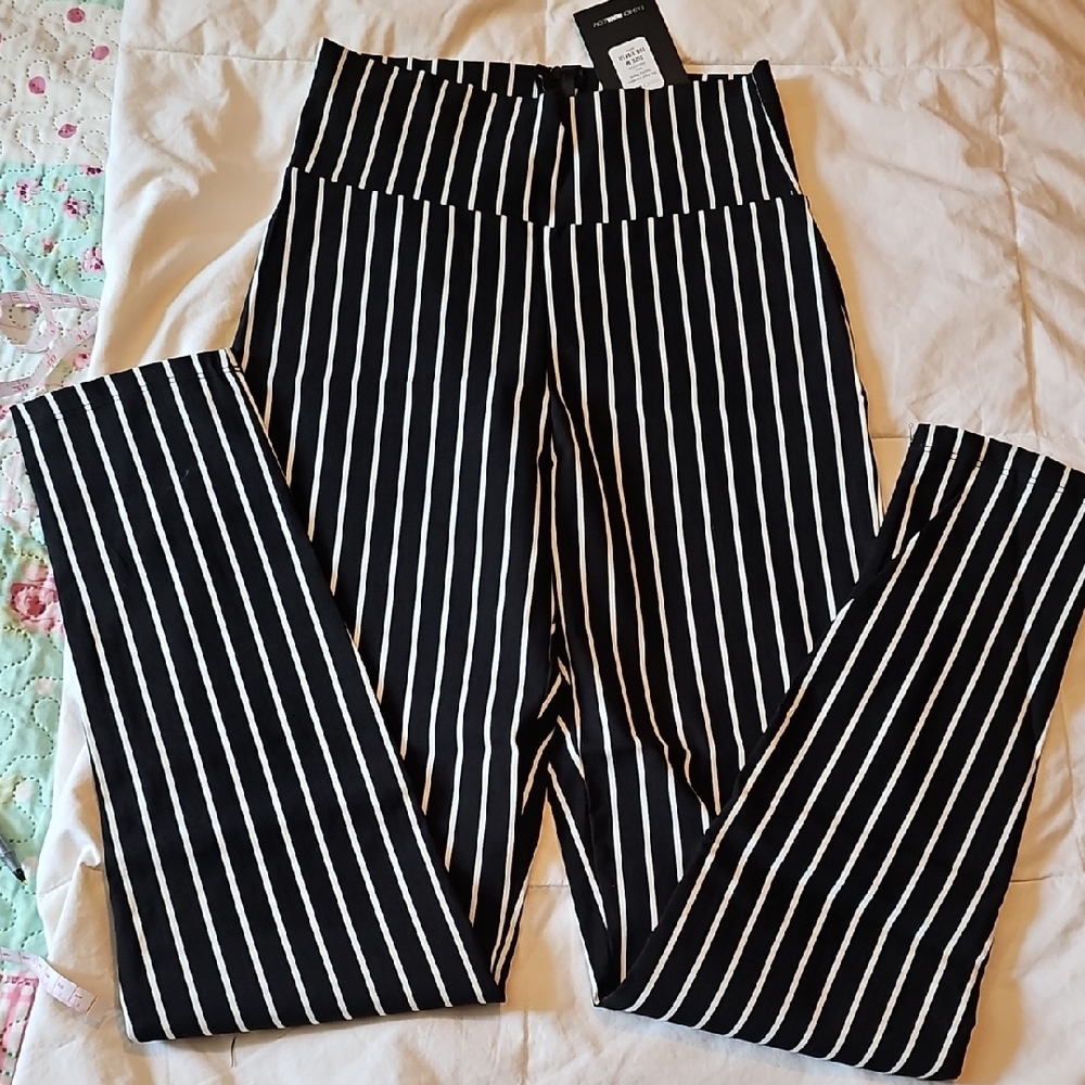 Black and White Striped Women's Pants